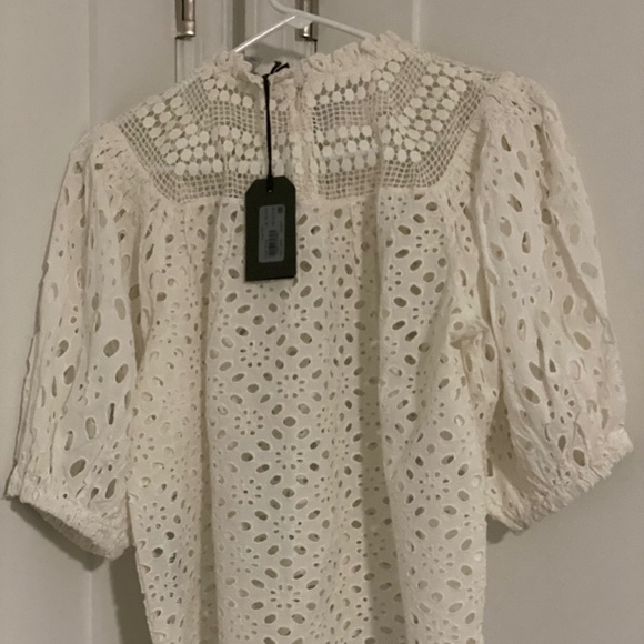 ALLSAINTS | NWT | Tila Puff Sleeve Cotton Eyelet Top | Chalk White | Sz 8 - Picture 13 of 13